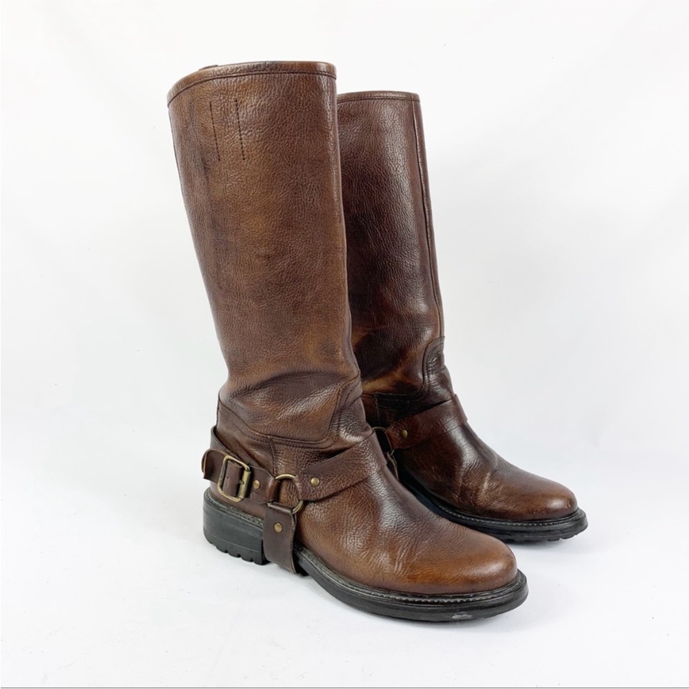 Brown Leather Combat & Moto Boots